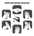 proper hand washing instruction black icons vector image vector image