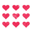 red grunge hearts distressed texture heart set vector image vector image