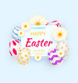 easter holiday background with 3d eggs vector image