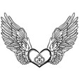 line art of angel wings and heart vector image