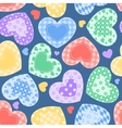 patchwork hearts on the blue vector image