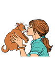 woman kisses a cat vector image