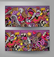 cartoon cute doodles music horizontal banners set vector image vector image