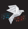 origami doves with musical notes vector image