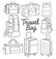 travel bag backpack doodle style vector image vector image