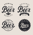 set lettering beer logo logotype label vector image