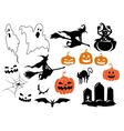 halloween themed design elements and characters vector image