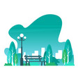city park with town buildings on a background vector image