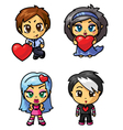 cute chibi icons set with valentine symbol part 3 vector image vector image
