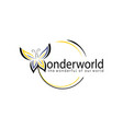 wonderful world butterfly logo concept vector image