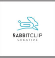 rabbit clip logo idea icon design stock vector image