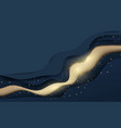 abstract dark blue and gold paper cut wavy shape vector image