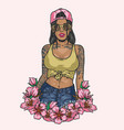 hot latino girl sketch colorful vector image vector image
