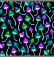 seamless pattern with neon mushrooms vector image