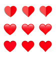set of different shapes hearts with shadows vector image