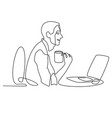 continuous line drawing of businessman working vector image