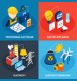 electricity isometric 3d icon set vector image