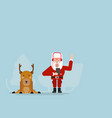 santa claus listening music with deer vector image