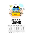 calendar page with cute cat on white background vector image vector image