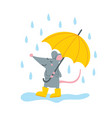 cute rat in yellow rubber boots vector image