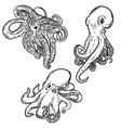 set of octopus isolated on white background vector image