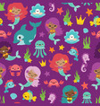 purple people of color mermaids and friends vector image