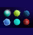 set of fantasy glowing planets vector image vector image