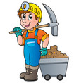 miner with pickaxe and cart vector image vector image