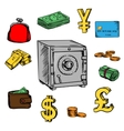 finance business and banking sketched icons vector image vector image