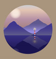 mountain landscape with lighthouse and lake vector image