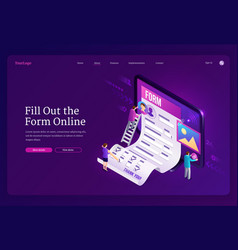 Online form fill out isometric landing online quiz