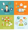 contact us customer support 2x2 flat icons set vector image vector image