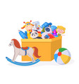 kids toy box cartoon children play container vector image vector image