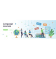 language courses landing page with people vector image