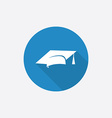 education flat blue simple icon with long shadow vector image