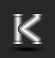 letter k logo monogram 3d metallic line pipe vector image vector image