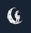 little spaceman on crescent moon vector image