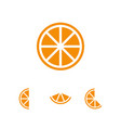 orange fruit with green leaf logo design food vector image