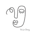 fashion cubism one line drawing human face vector image