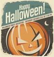 retro poster template with halloween pumpkin head vector image vector image