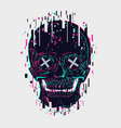 skull glitch style vector image vector image