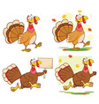 turkey bird cartoon character collection - 1 vector image