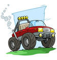 cartoon red off road monster truck vector image