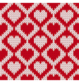 seamless knitted pattern with hearts vector image