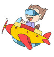 child driving an airplane doodle kawaii vector image