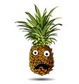 cute pineapple cartoon character emotion horrified vector image
