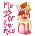 strawberry monstershake dessert cartoon style vector image vector image