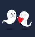 two cute little love ghosts are with smile vector image