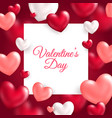 colorful hearts with white square frame vector image