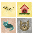 assembly flat shading style icons dog cats pets vector image vector image